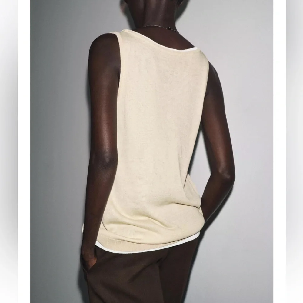 ❗️LAST DAY 3/21❗️WILL BE REMOVED❗️Zara Double Layered Cream Tank Top - Picture 2 of 7